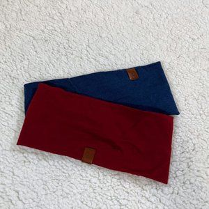 Menique Merino Wool Headband - Blue Denim and Royal Cherry (2 Pack)